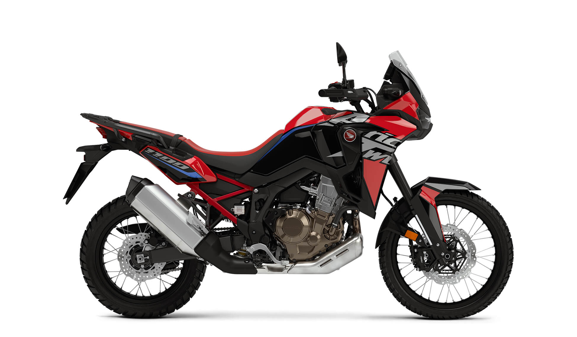 Studio shot of the 2022 Honda Africa Twin in Grand Prix Red