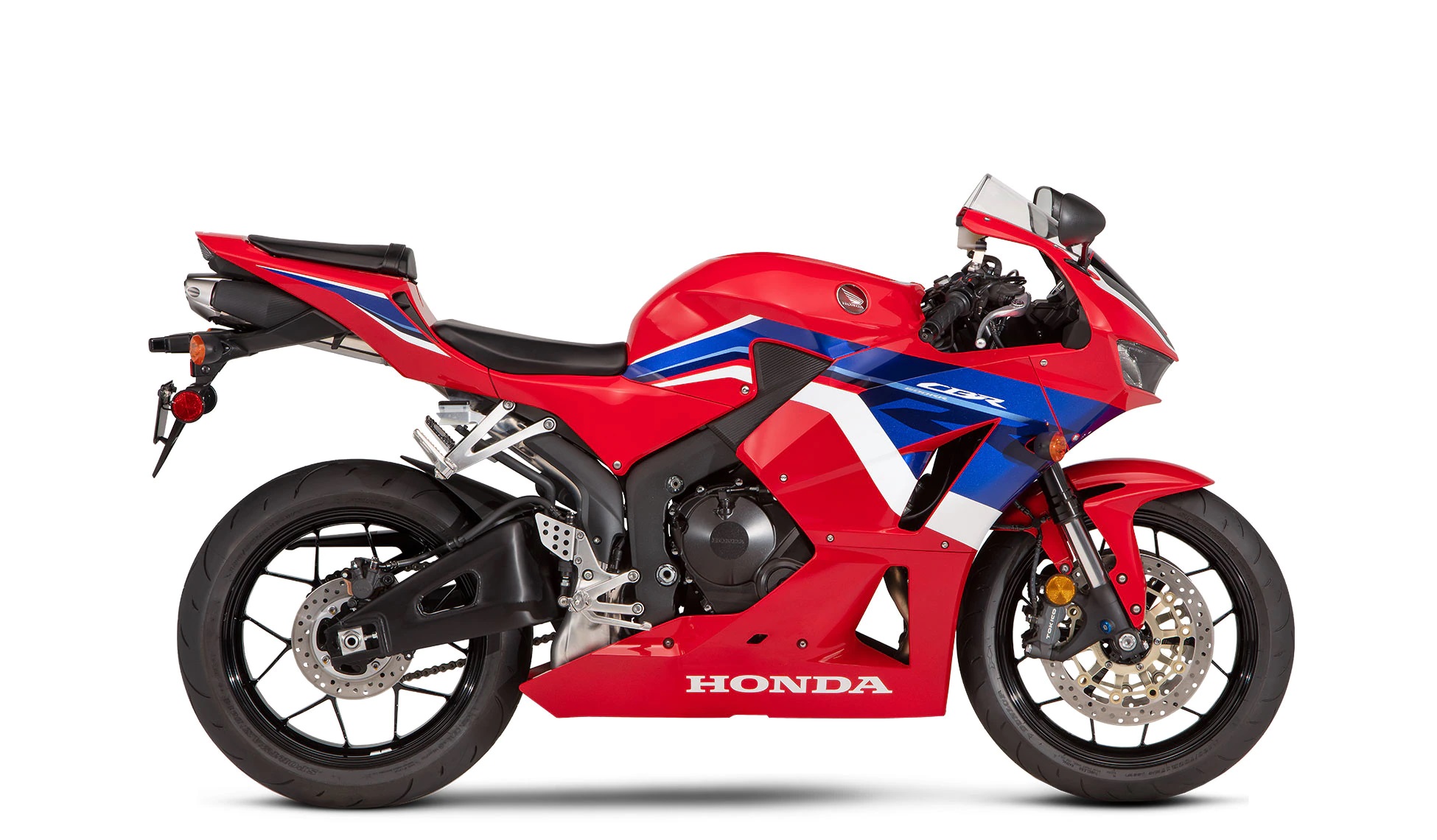 Studio shot of the 2022 Honda CBR600RR in Grand Prix Red Tri-Color