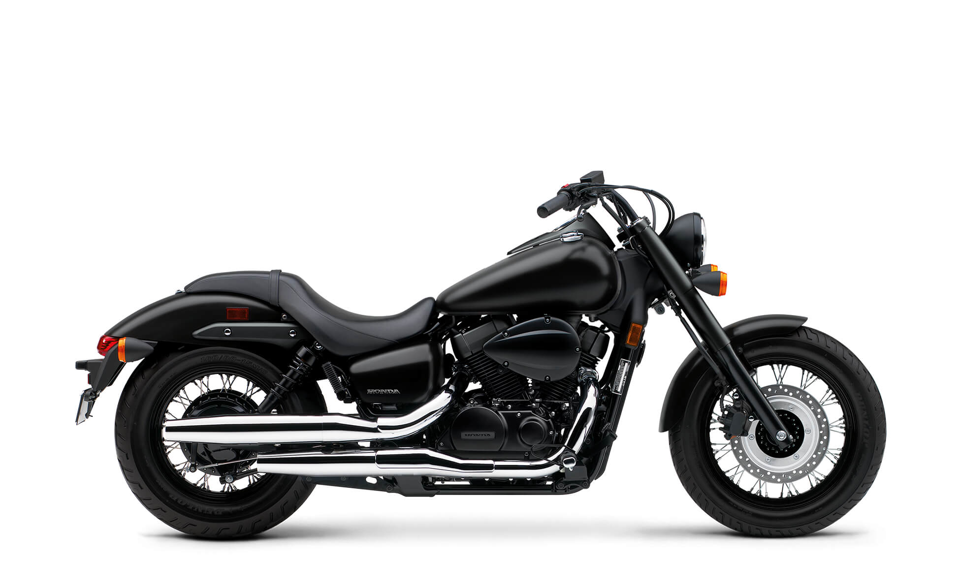 Studio shot of the 2022 Honda Shadow Phantom in Matte Black