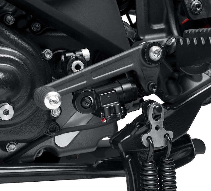 A view of the new screaming' eagle quick-shifter from Harley-Davidson