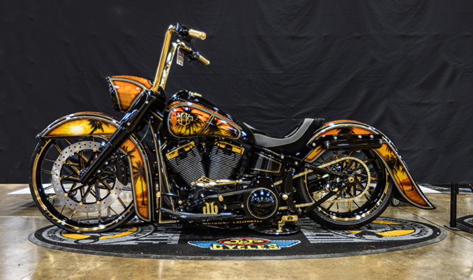 A view of the lineup of bikes that made it to the Southern California Bonus Round of the 11th annual J&P Cycles Ultimate Builder Custom Bike Show (UBCBS) held by Progressive IMS Outdoors