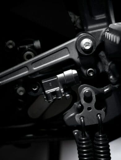 A view of the new screaming' eagle quick-shifter from Harley-Davidson