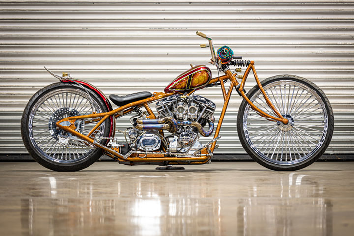 A view of the lineup of bikes that made it to the Southern California Bonus Round of the 11th annual J&P Cycles Ultimate Builder Custom Bike Show (UBCBS) held by Progressive IMS Outdoors