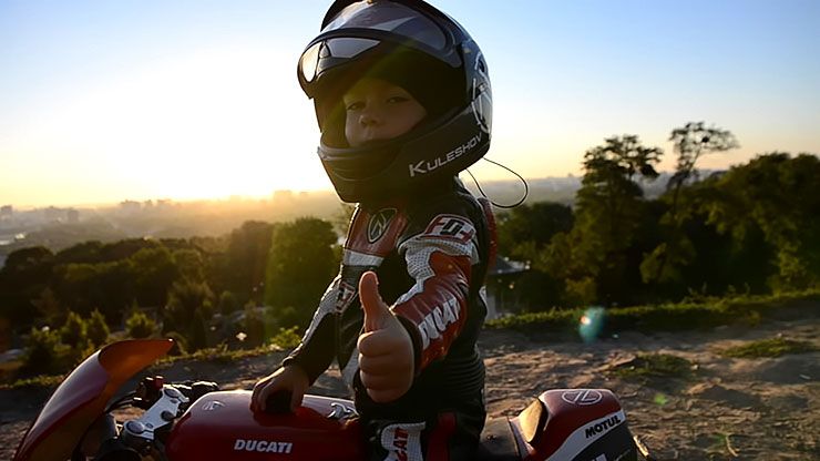 A view of a 4 year old motorcycle prodigy