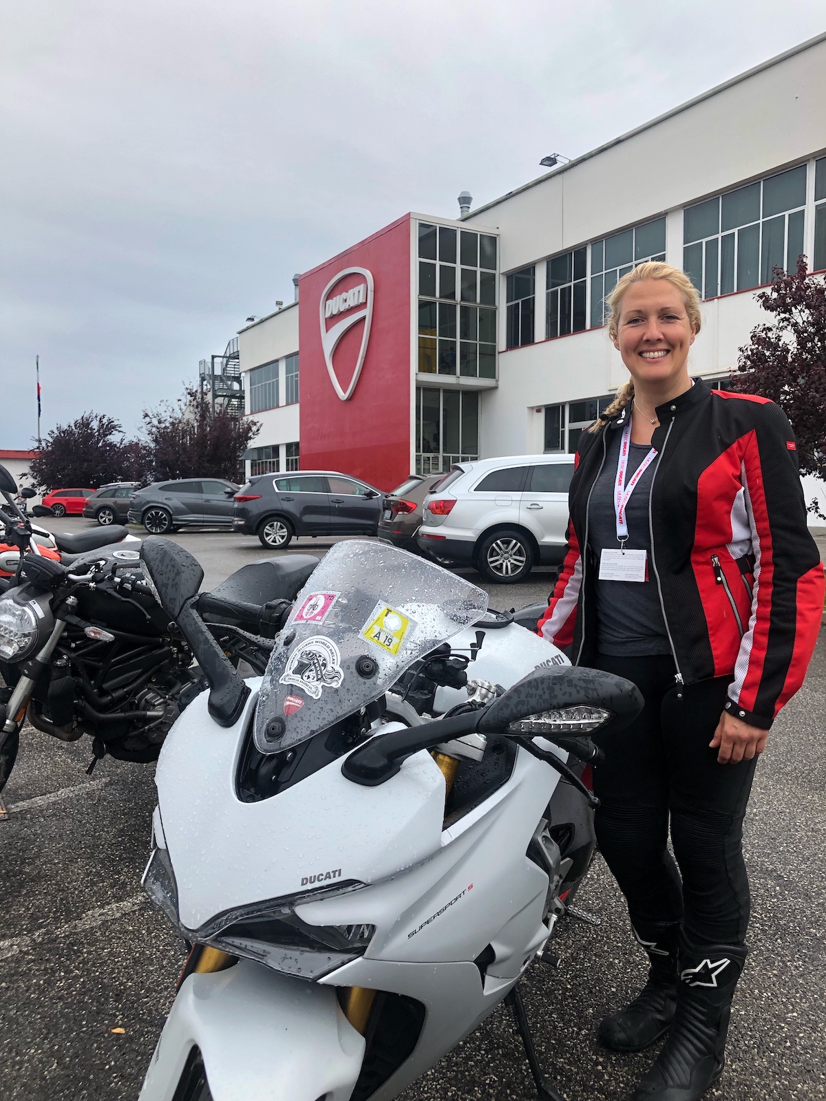 Maja Kenney from Maja's Motorcycle Adventures, on her Ducati SuperSport S