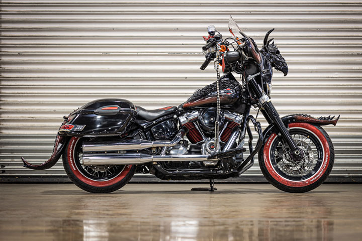 A view of the lineup of bikes that made it to the Southern California Bonus Round of the 11th annual J&P Cycles Ultimate Builder Custom Bike Show (UBCBS) held by Progressive IMS Outdoors