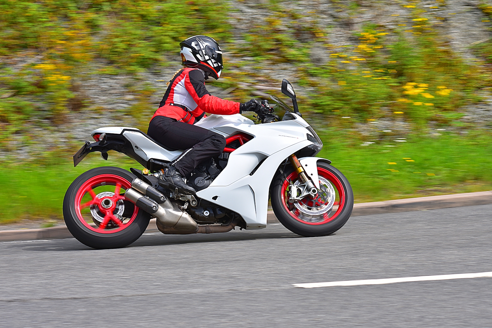 Maja Kenney from Maja's Motorcycle Adventures, on her Ducati SuperSport S