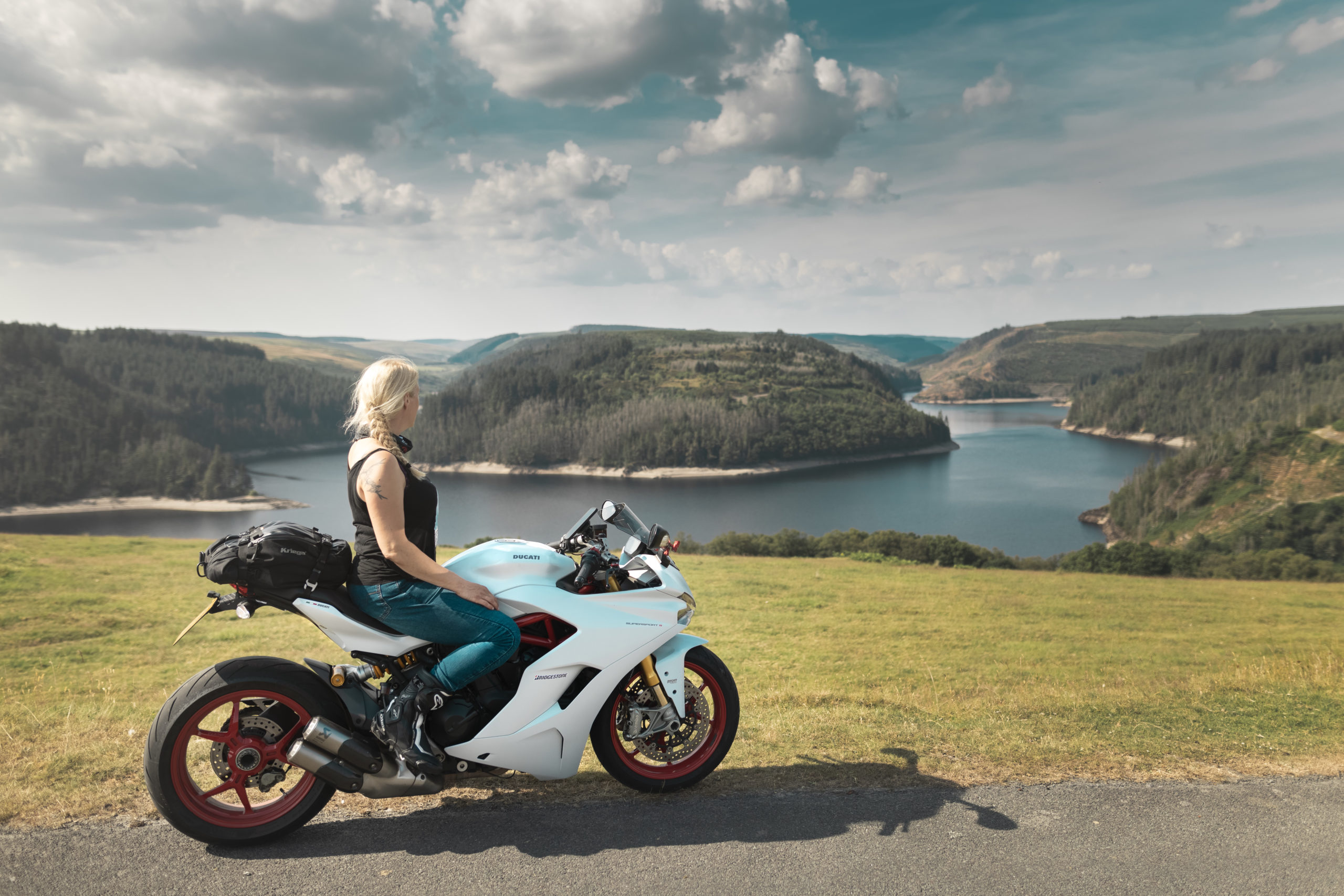Maja Kenney from Maja's Motorcycle Adventures, on her Ducati SuperSport S