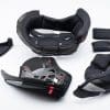 Disassembled liner, cheekpad, and strap padding area