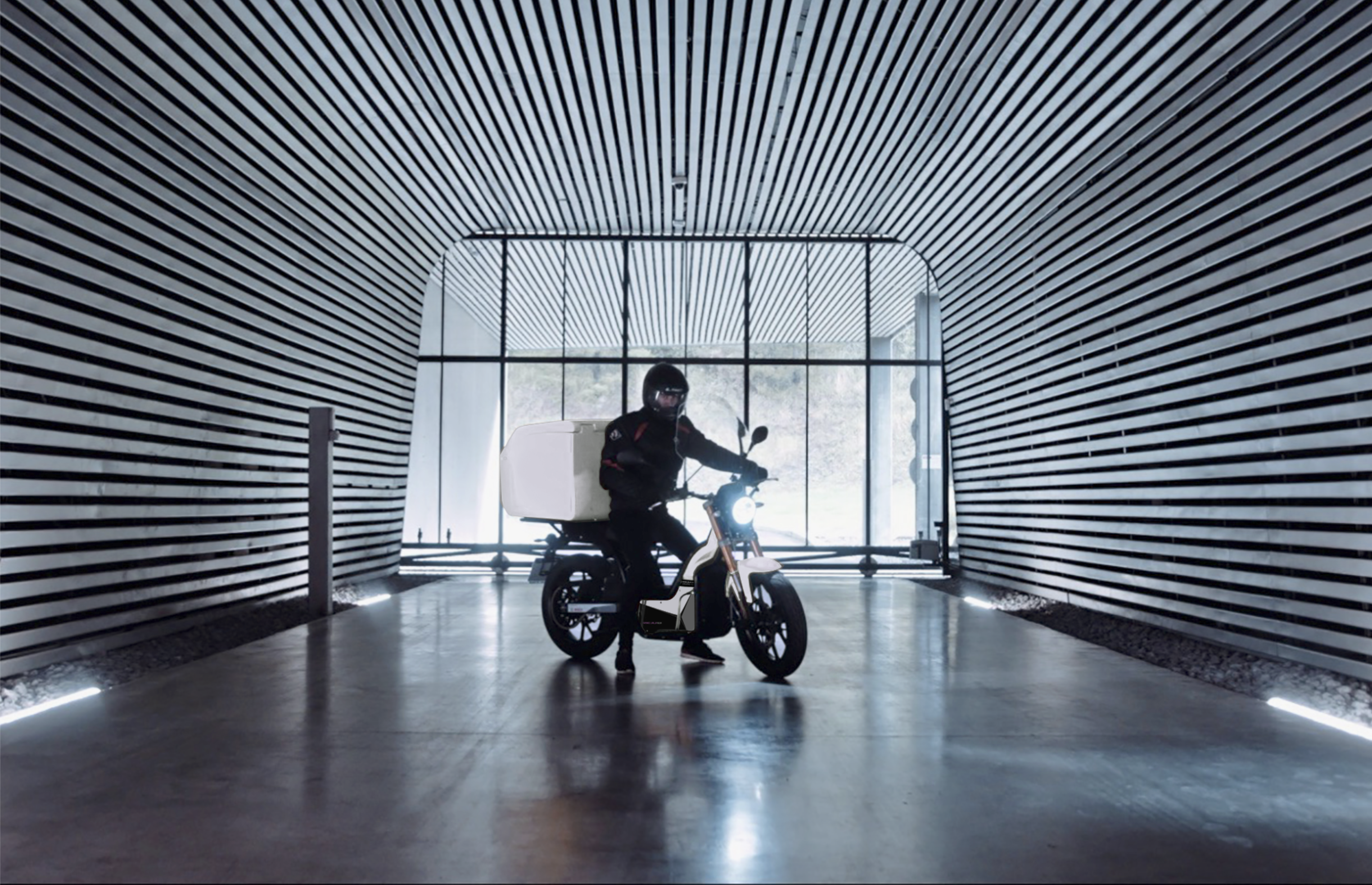 A view of the new NUUK Cargopro electric motorcycle that recently passed the world's first CyberSecurity Standardization Regulation Test