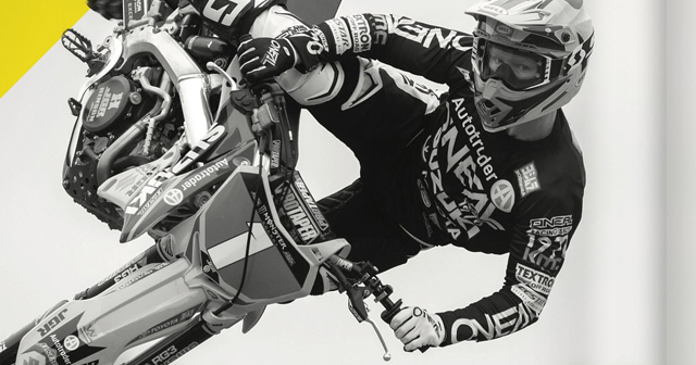 A view of a motocross racer using a ProTaper handlebar