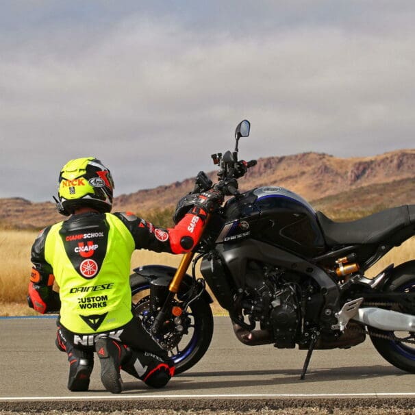 An image of a rider wearing Dainese gear