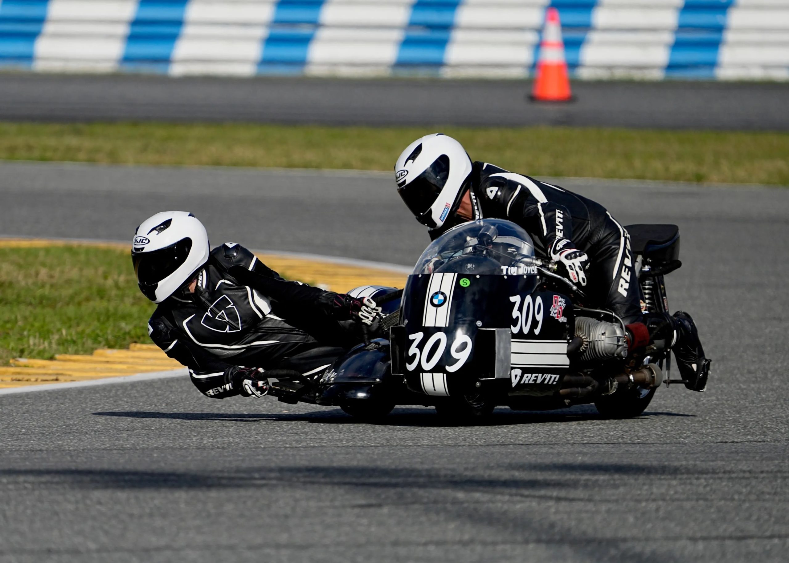 A view of sidecar racing which will soon be ready at Daytona speedway