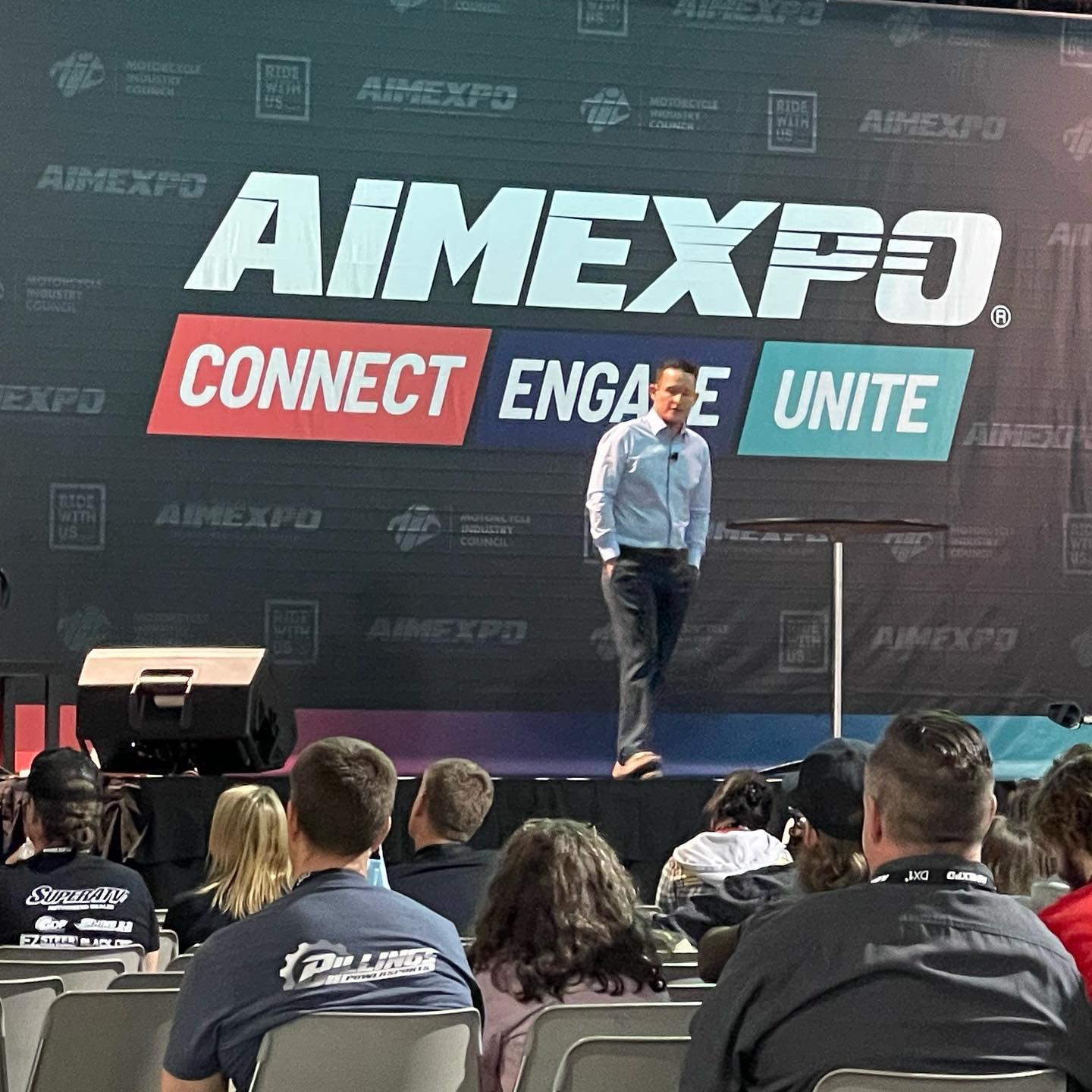 Ricky Carmichael, motocross legend, speaking at the 2022 AIMExpo educational platform, DISRUPTIVE THINKING