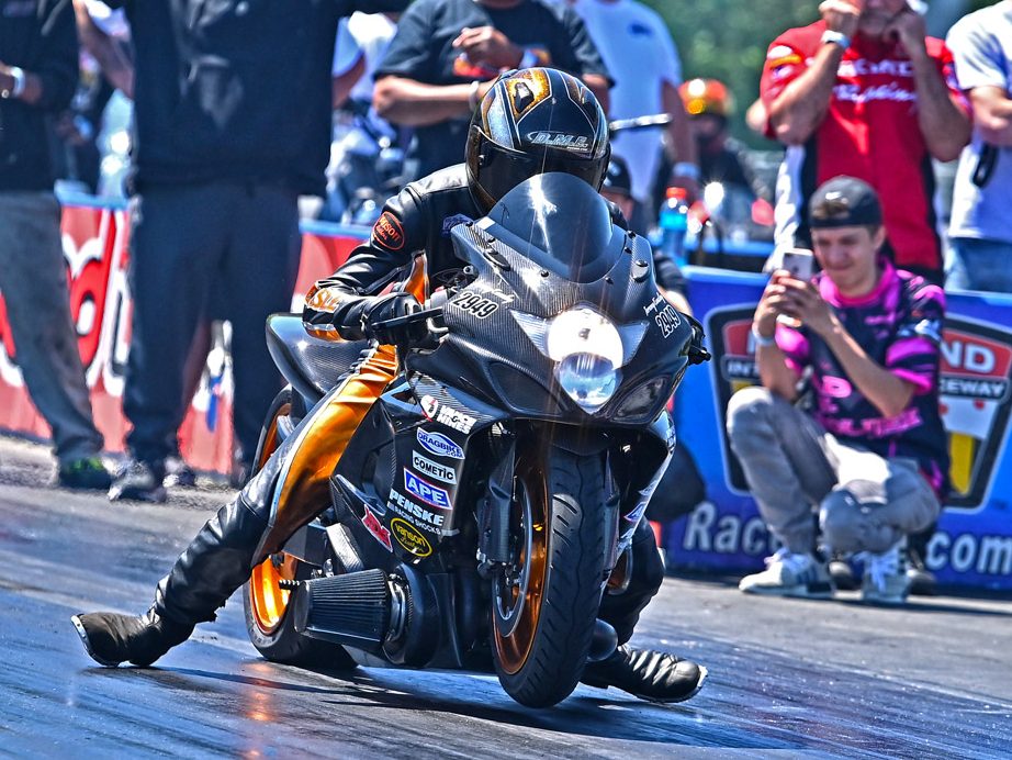 A Hayabusa getting ready to tackle the drag strip