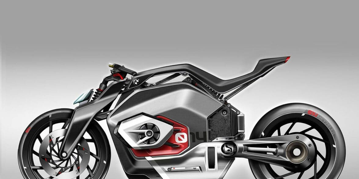 A view of a new design patent for an electric motorcycle from BMW Motorrad