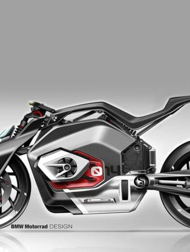 A view of a new design patent for an electric motorcycle from BMW Motorrad