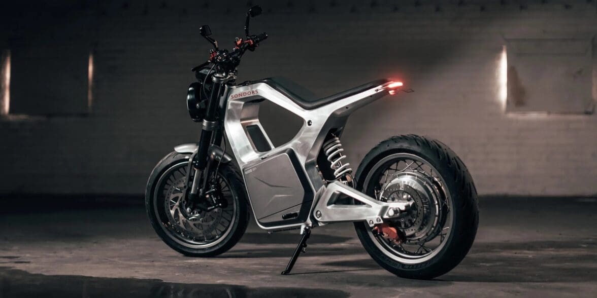 A view of an electric motorcycle used to describe the potential state of the electric industry when pertaining to low-voltage chargers