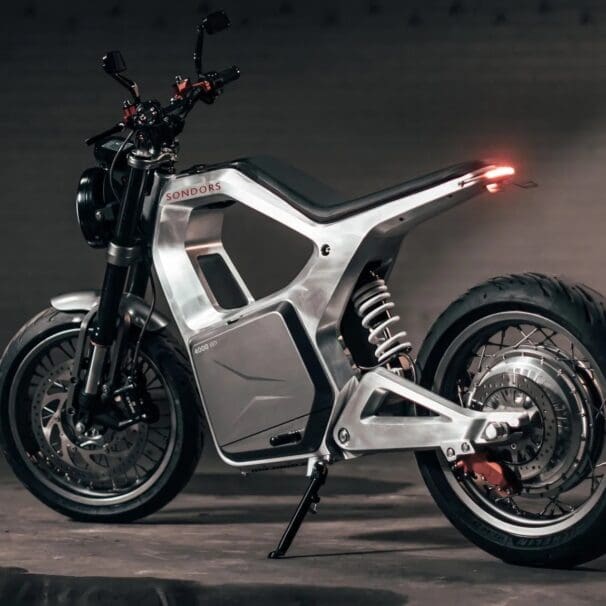 A view of an electric motorcycle used to describe the potential state of the electric industry when pertaining to low-voltage chargers