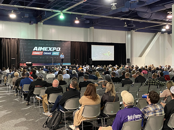 Ricky Carmichael, motocross legend, speaking at the 2022 AIMExpo educational platform, DISRUPTIVE THINKING