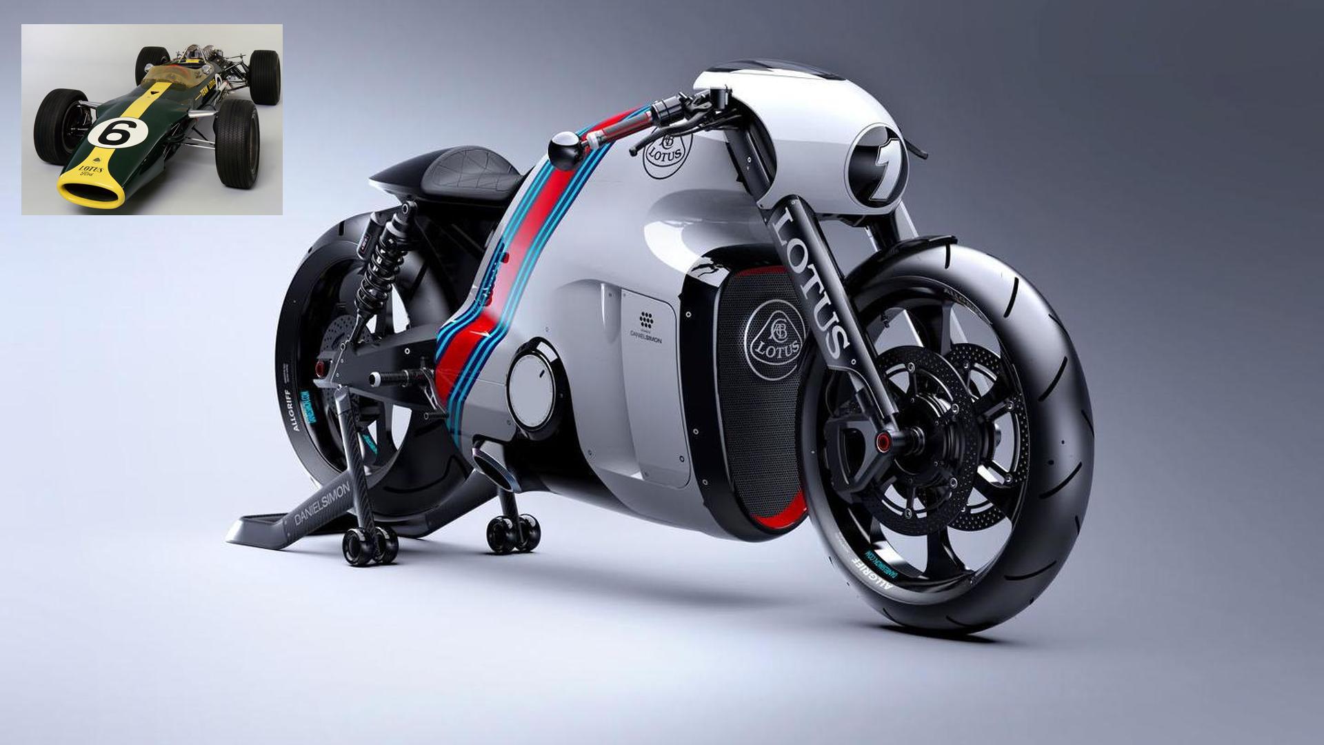 A view of a supercar-inspired motorcycle