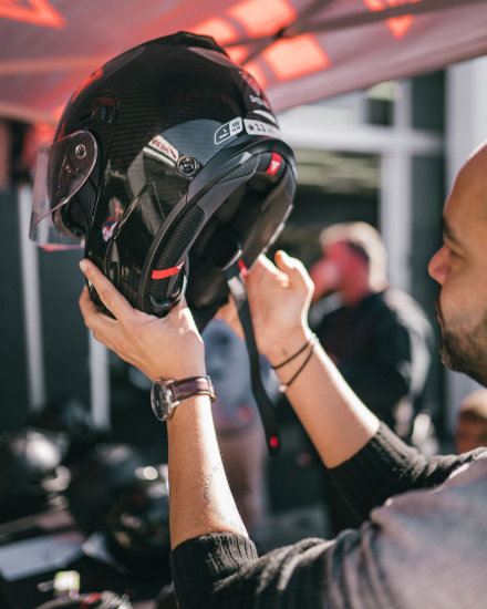 A view of the new Forcite MK1 smart motorcycle helmet