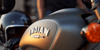 A side view of the gas tank of an Indian Motorcycle