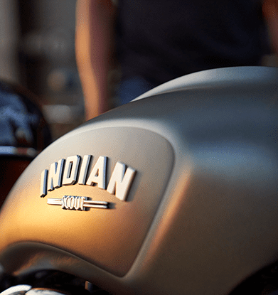A side view of the gas tank of an Indian Motorcycle