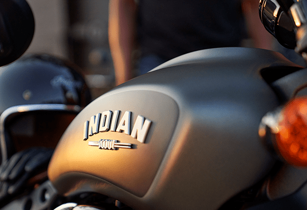 A side view of the gas tank of an Indian Motorcycle