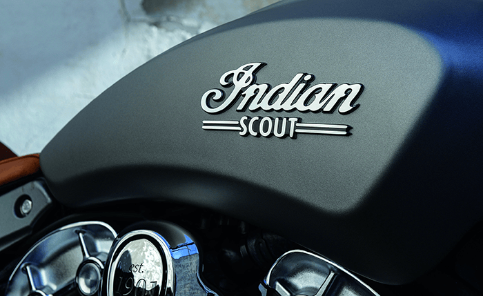 A side view of the gas tank of an Indian Motorcycle