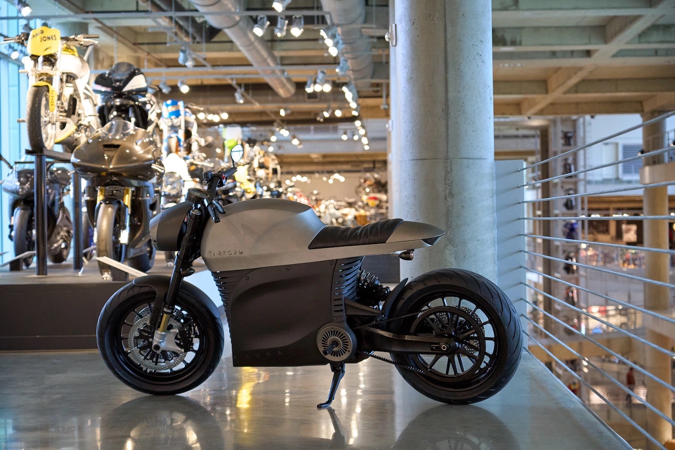 A view of the new sustainable electric motorcycle from Tarform - currently beginning deliveries