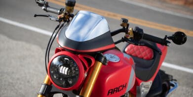 An ARCH KRGT-1 featuring a new Adaptive Motorcycle Headlight™ from JW Speakers