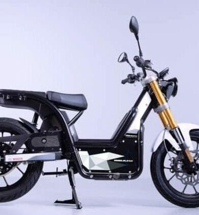 A view of the new NUUK Cargopro electric motorcycle that recently passed the world's first CyberSecurity Standardization Regulation Test