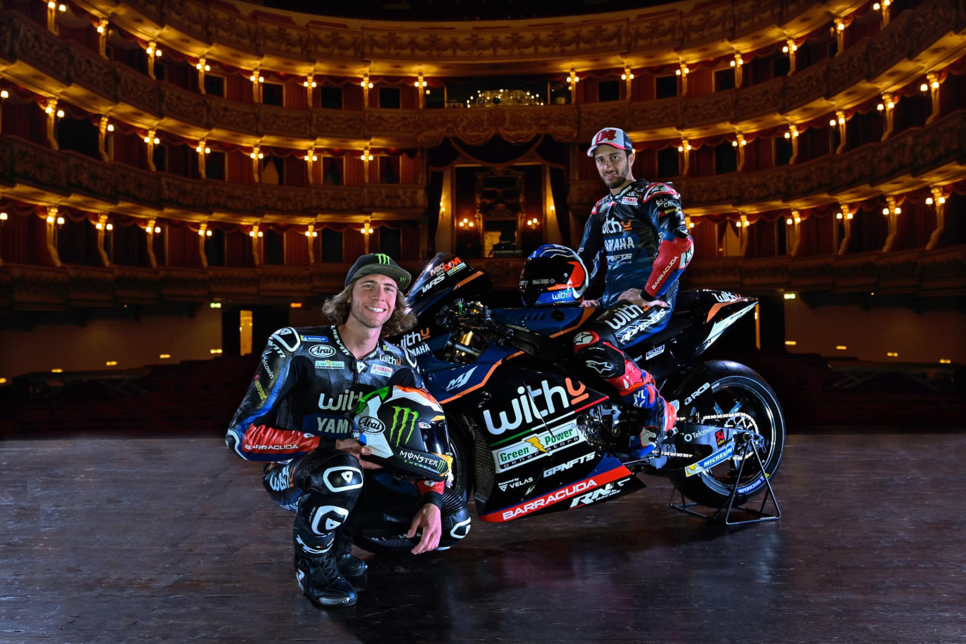 A vie of the new MotoGP machines that the WithU Yamaha RNF Team will be riding for the 2022 season in both MotoGP and MotoE classes