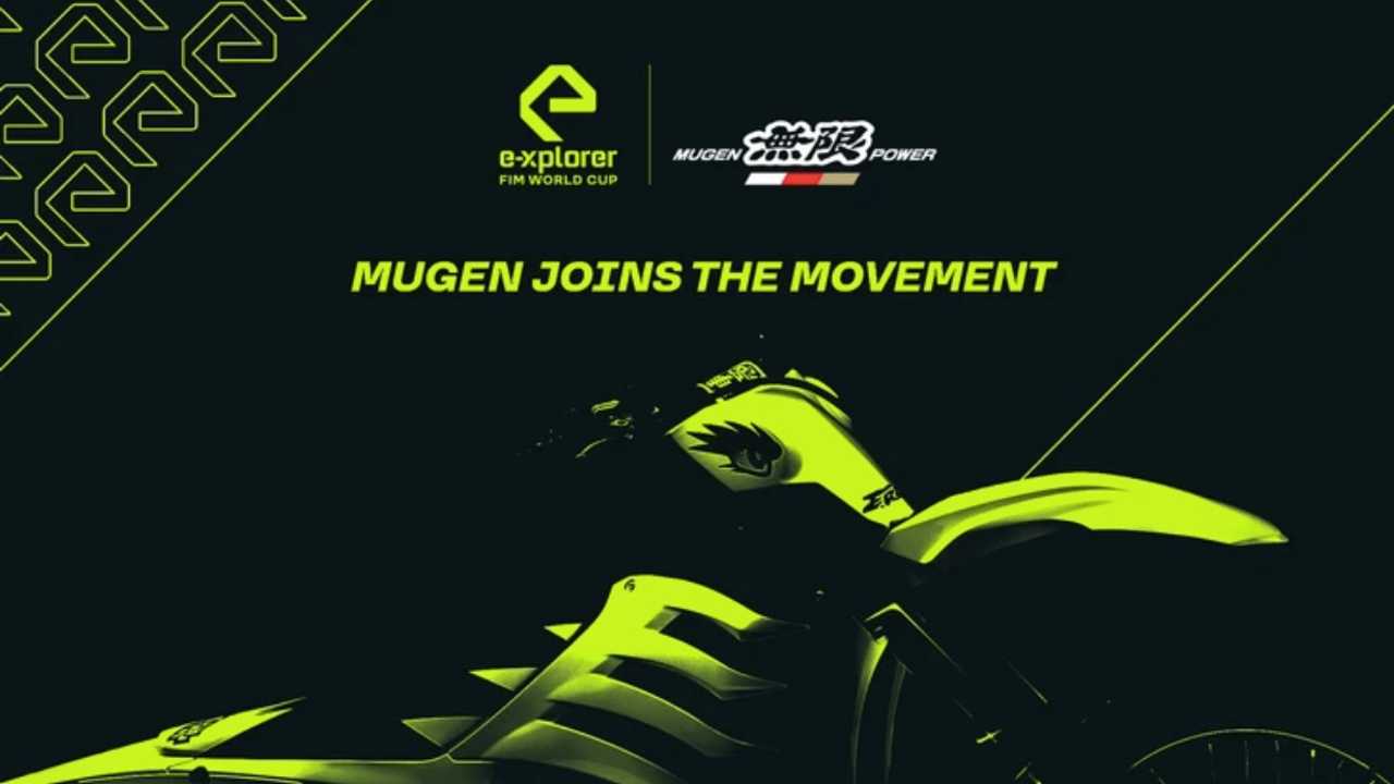 A view of off-roading motorcycles, with media used to depict the re-integration of racing team Mugen into the all-new electric off-roading series, E-Xplorer