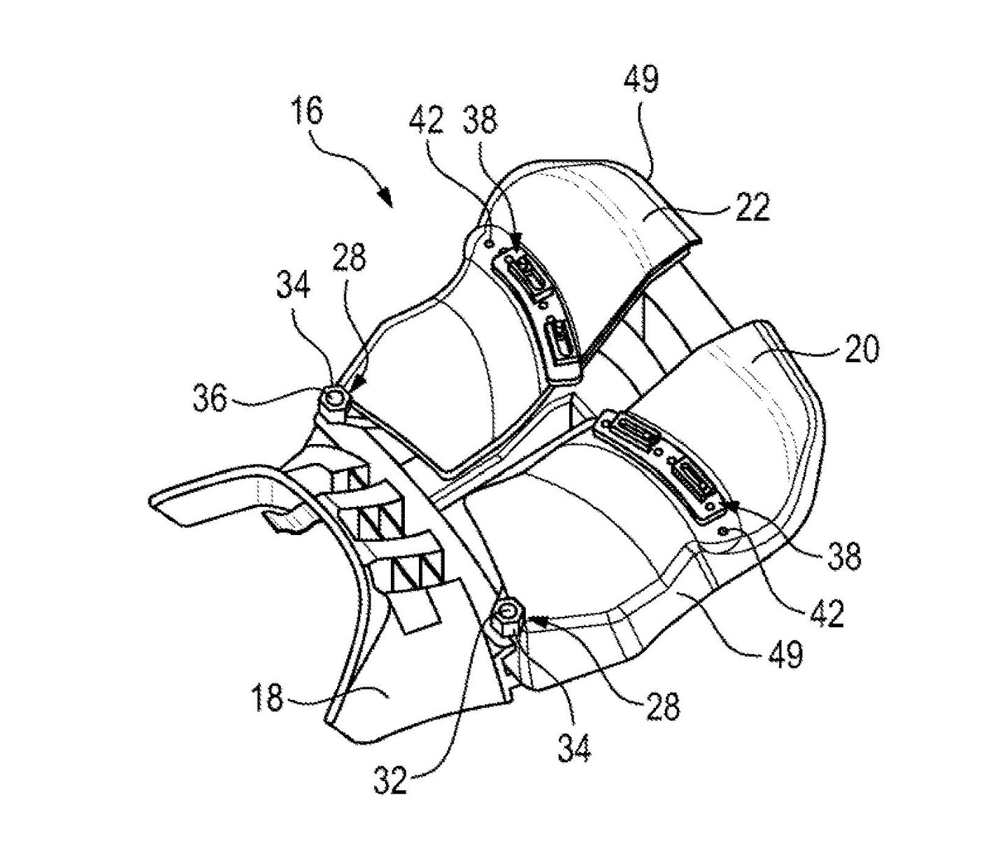 A view of the new motorcycle seat patent that BMW is making, complete with two adjustable components for height and width