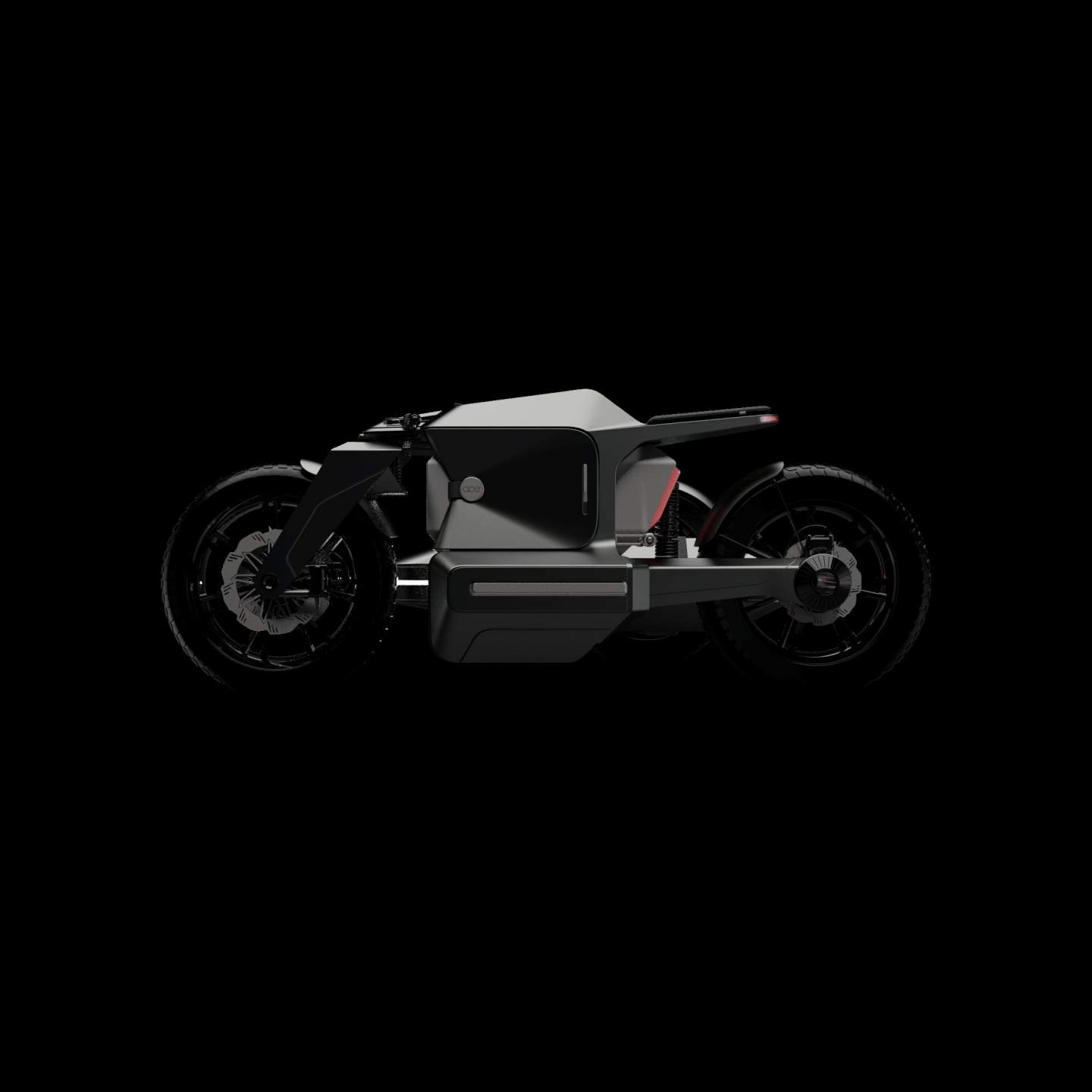 A view of the new AOE Bike from AOEMobility - including a sidecar with optional extended battery range.