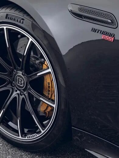 A wheel-based view of a car that has been tuned by Brabus