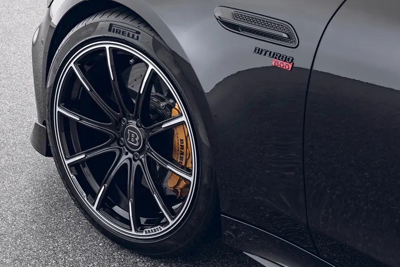 A wheel-based view of a car that has been tuned by Brabus