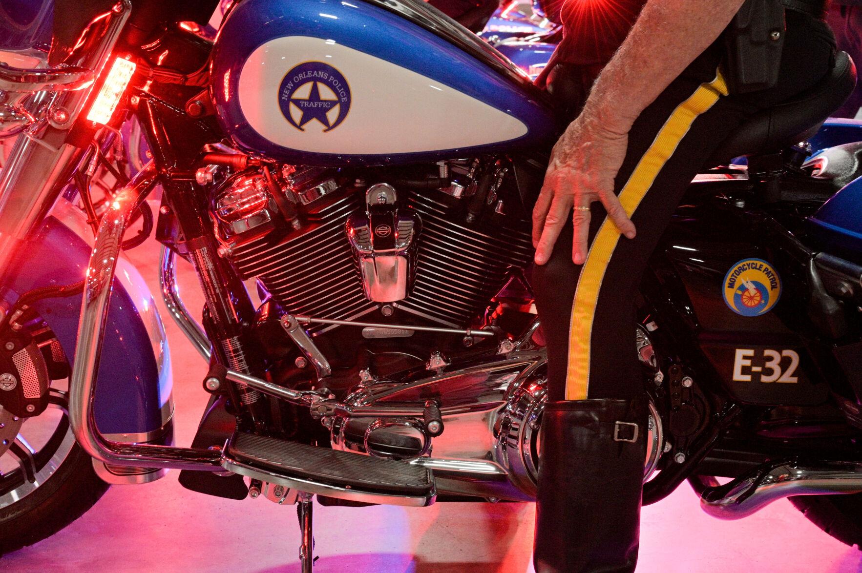 A view of the new Harley-Davidson motorcycles that the NOPD Special Operations Division was given with blessing from their Mayor and the city council