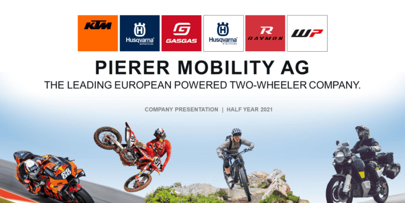 A view of the brands associated with Pierer Mobility company, a parent company of KTM