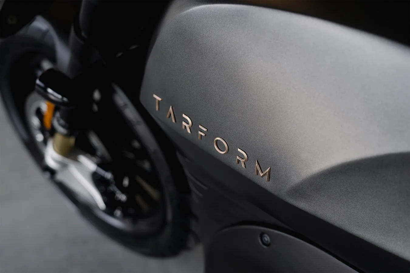 A view of the new sustainable electric motorcycle from Tarform - currently beginning deliveries