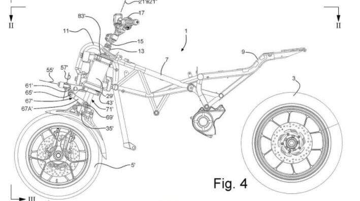 A view of the new patent images surrounding the Aprilia trike prototype