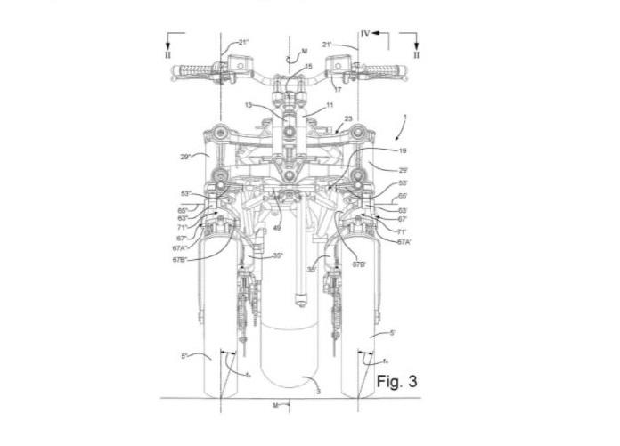 A view of the new patent images surrounding the Aprilia trike prototype