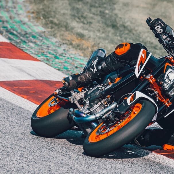 A view fo the 2021 KTM 890 Duke Tech3 MotoGP Replica