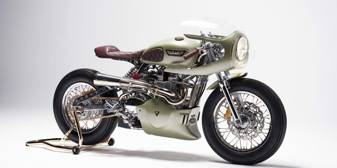 A view of Jade - Tamara's 100th motorcycle, offered on auction at no reserve