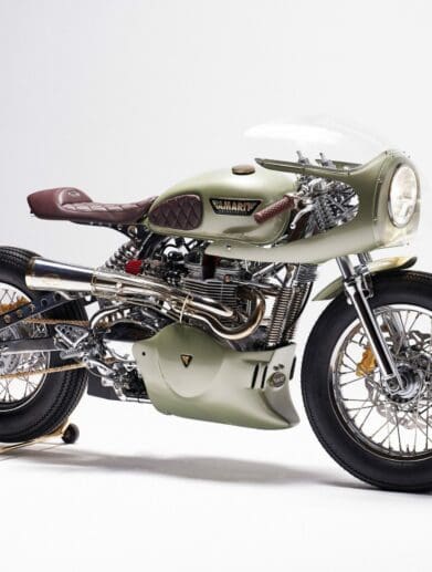 A view of Jade - Tamara's 100th motorcycle, offered on auction at no reserve