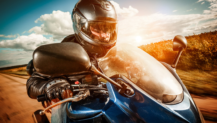 A view of a motorcyclist