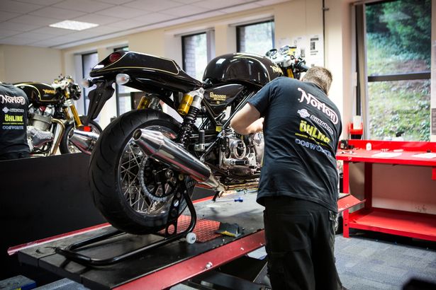 A view of motorcycles in production with the addition of magnesium - of which there were oncoming shortages predicted for 2021