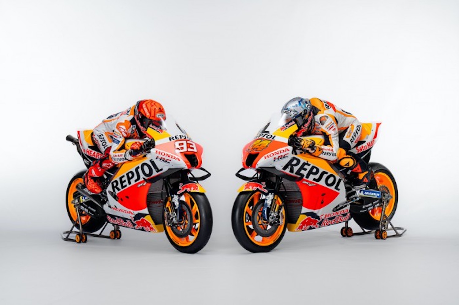 A view of the Honda Repsol Team, with their new livery for the 2022 season of MotoGP